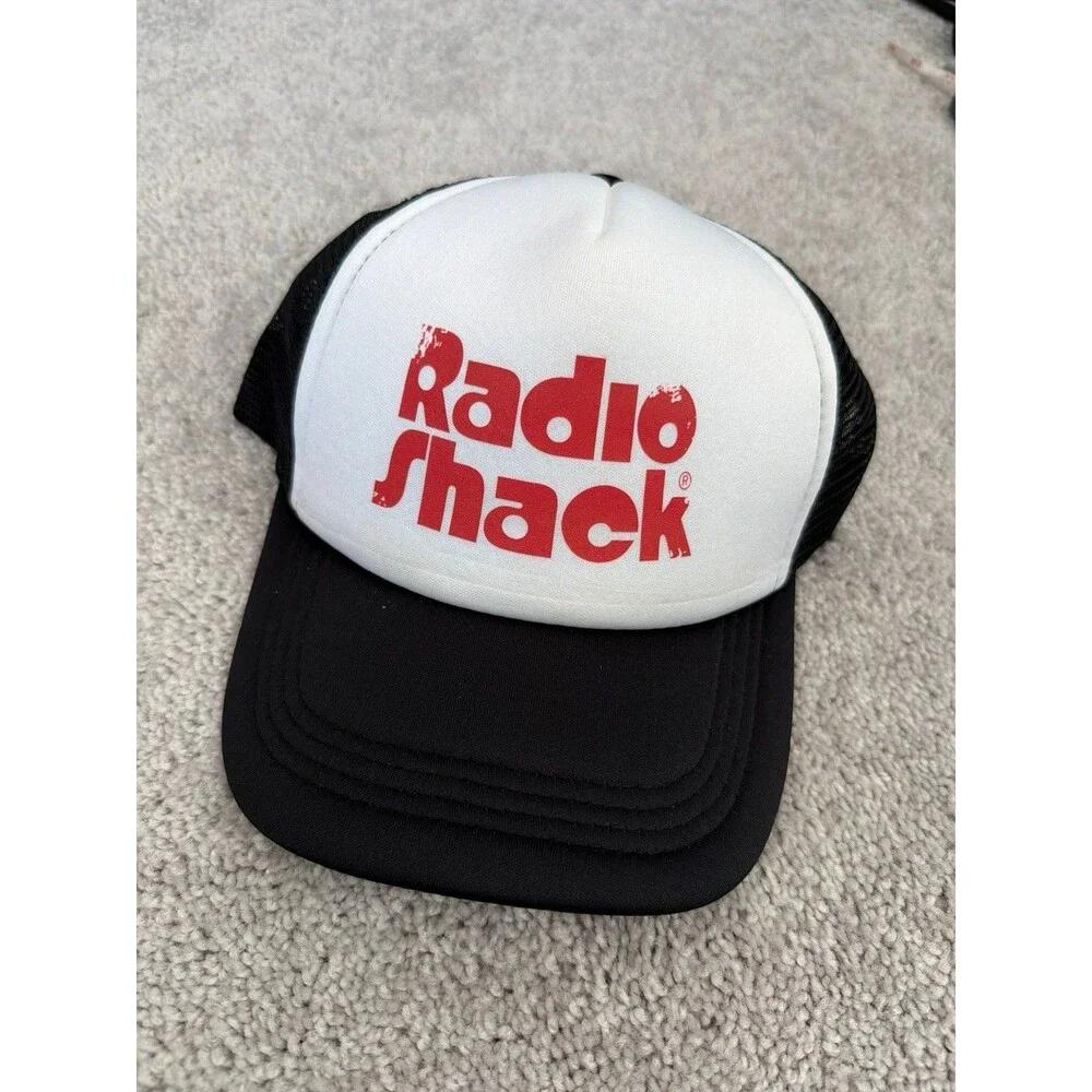 NEW Black 80’s Style Radio Shack Trucker Hat Baseball SnapBack Cap